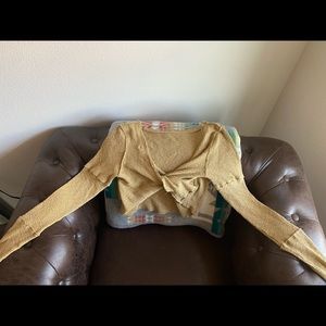 Beige Cropped Twist Back Top